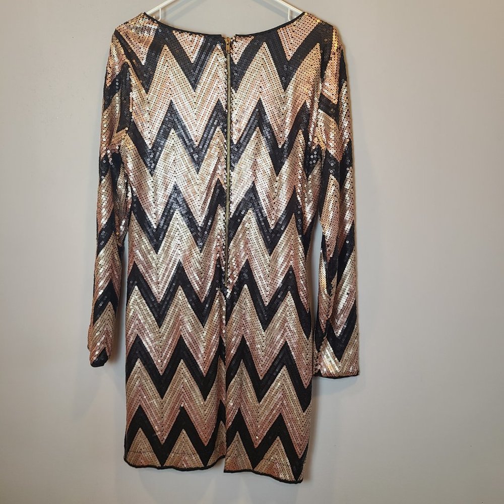 Gianni Bini Sequin Dress Mini Black Gold Juniors 13 - Picture 3 of 9